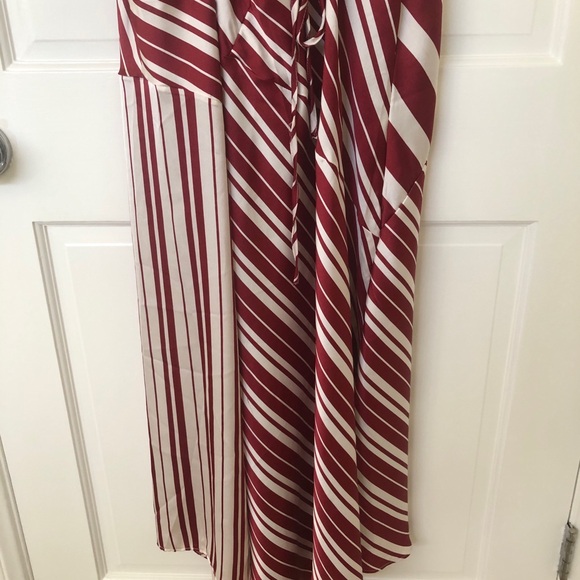Anthropologie Asymmetrical Red and White Striped Slip Dress size XL - Picture 6 of 10